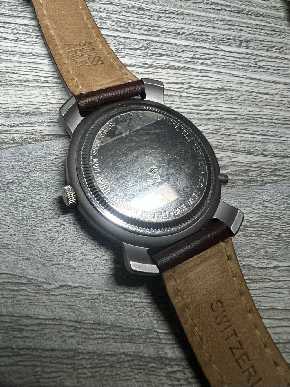 Swiss Army Watch with Brown Leather Strap - White Dial